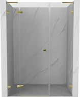 Mexen Lunar L kairiosios atverčiamos dušo durys 155 cm, skaidrios, auksinės - 834SL-155-050-50-00-L