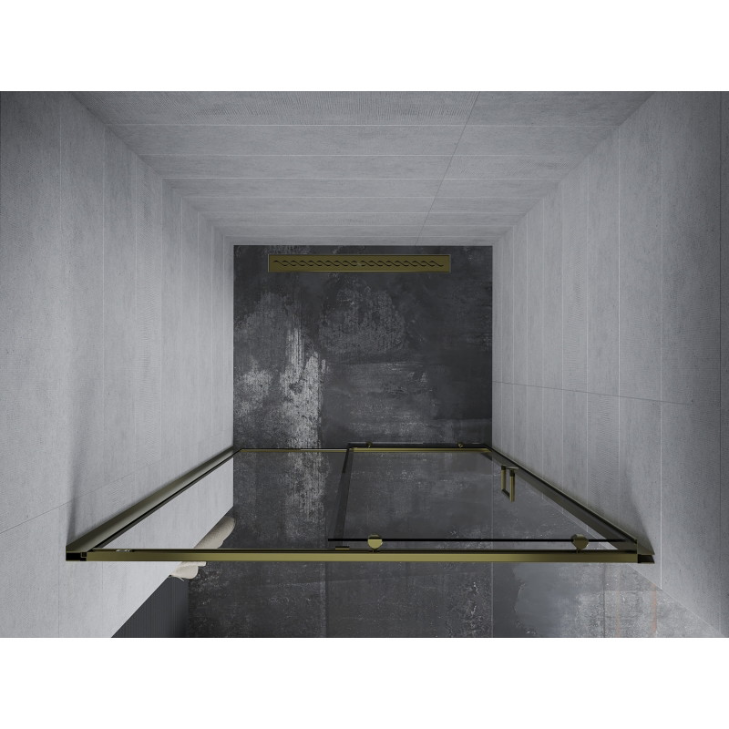 Mexen Apia stiklinės dušo durys, 130 cm, skaidrios, auksinės - 845-130-000-50-00