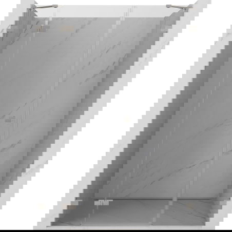 Mexen Lunar kairiaeji dušo durys kairiosios 120 cm, permatomos, šepečiuotas nikelis - 834S-120-050-97-00-L