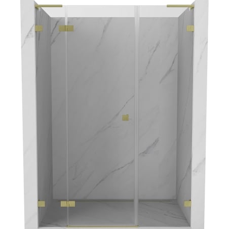 Mexen Lunar L dušo durys, atveriamos kairiosios, 130 cm, skaidrios, auksinės matinės - 834SL-130-050-55-00-L
