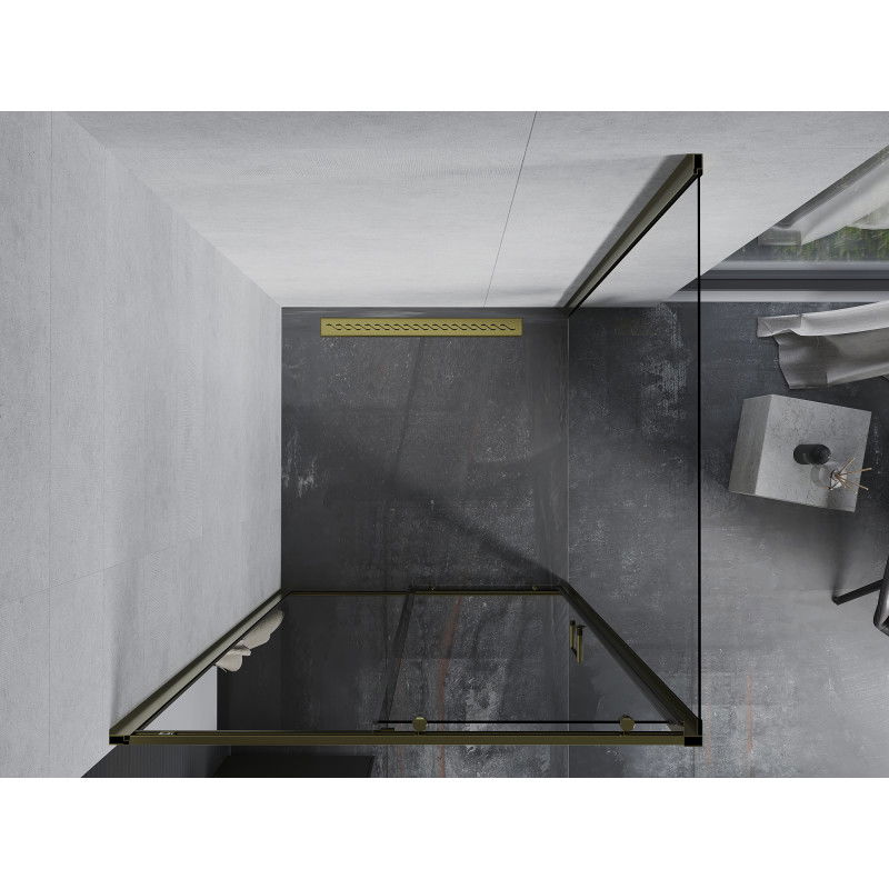 Mexen Apia stumdomoji dušo kabina 90 x 90 cm, skaidri, auksinė - 840-090-090-50-00