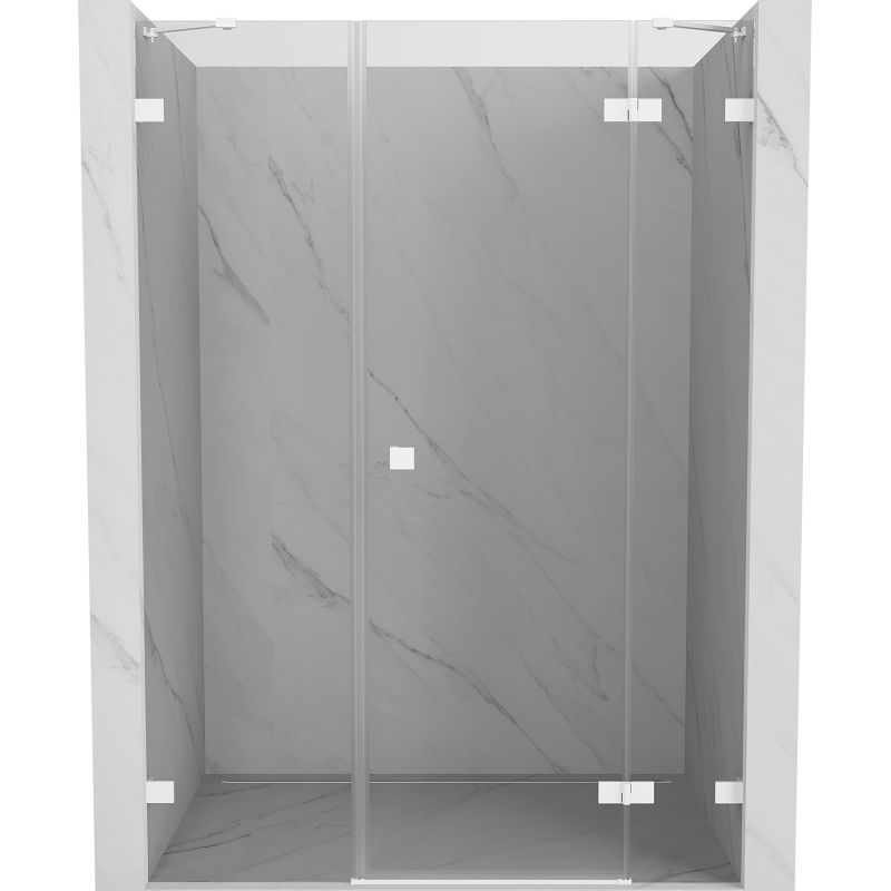 Mexen Lunar dešiminės dušo durys 150 cm, skaidrios, baltos - 834S-150-050-20-00-P