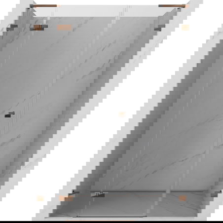 Mexen Lunar L kairinamos dušo durys, kairės, 155 cm, skaidrios, rožinis auksas - 834SL-155-050-60-00-L