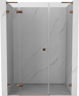 Mexen Lunar L kairiosios pusės dušo durys 155 cm, permatomos, rožinis auksas - 834SL-155-050-60-00-L