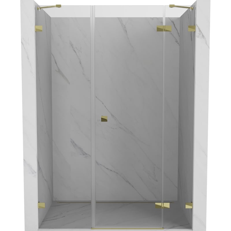 Mexen Lunar dešinės pusės dušo durys 155 cm, skaidrios, auksinės - 834S-155-050-50-00-P
