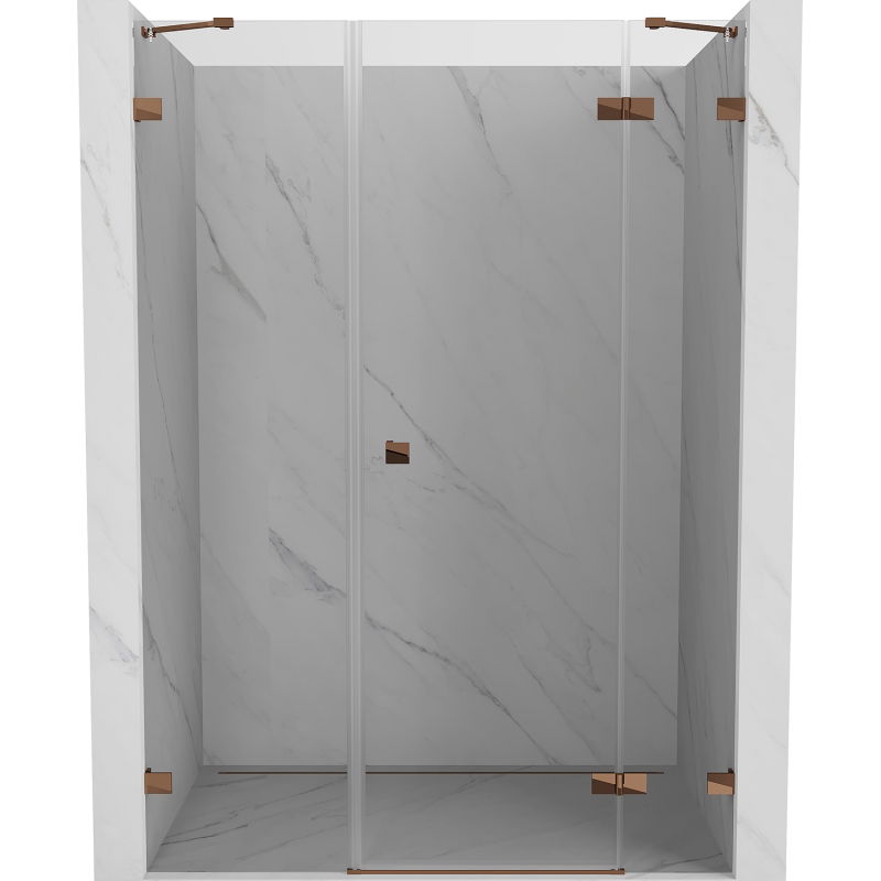 Mexen Lunar dešinės pusės varstomos dušo durys 150 cm, skaidrios, rožinis auksas - 834S-150-050-60-00-P