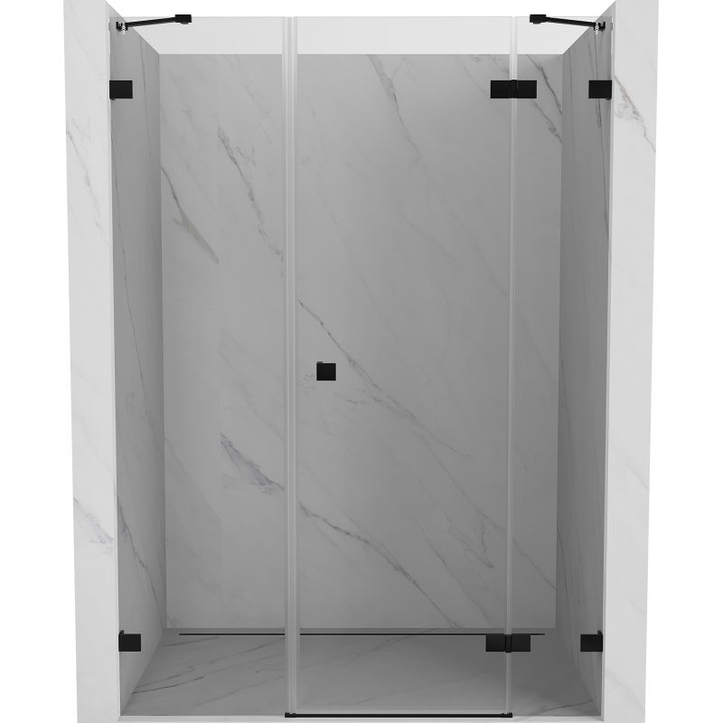 Mexen Lunar dešinės pusės atidaromos dušo durys 160 cm, skaidrios, juodos - 834S-160-050-70-00-P