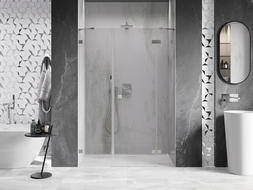 Mexen Lunar prausimosi dušo durys dešinės, 140 cm, skaidrios, šlifuotas nikeliu - 834S-140-050-97-00-P