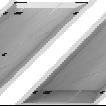 Mexen Lunar L kairinės atidaromos dušo durys 125 cm, skaidrios, juodos - 834SL-125-050-70-00-L