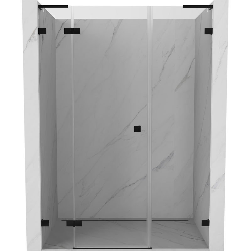 Mexen Lunar L kairiųjų šoninių durelių dušo durys 145 cm, skaidrios, juodos - 834SL-145-050-70-00-L