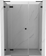 Mexen Lunar L kairysis dušo durys, atsiveriančios, 155 cm, skaidrios, juodos - 834SL-155-050-70-00-L