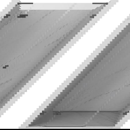 Mexen Lunar L į kairę atsidarančios dušo durys 140 cm, permatomos, ginklo metalo spalva - 834SL-140-050-95-00-L