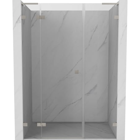 Mexen Lunar L kairiųjų spinta dušo durys 135 cm, skaidrios, šlifuotas nikelis - 834SL-135-050-97-00-L