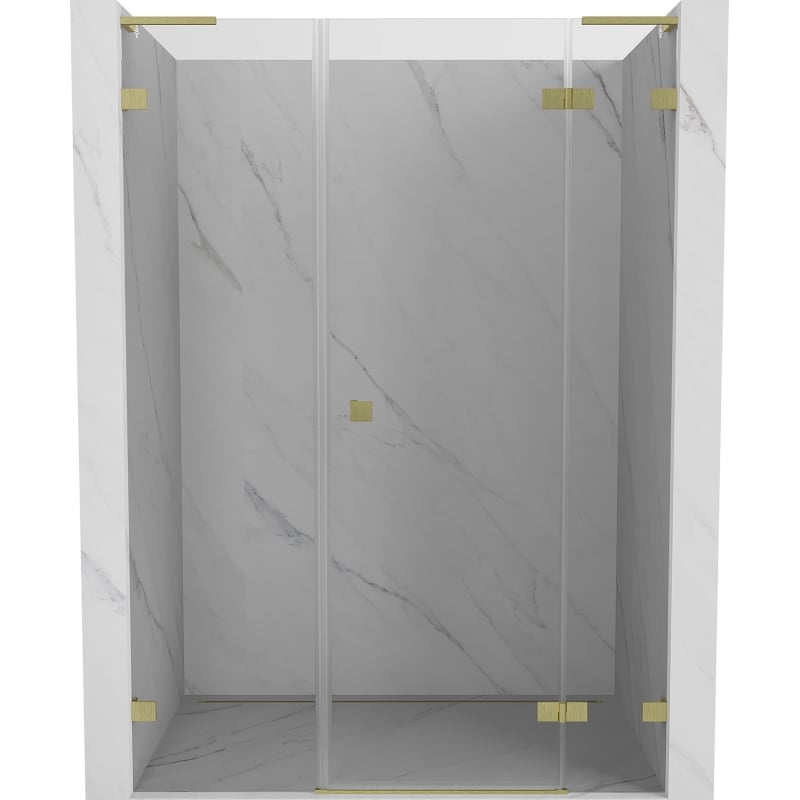 Mexen Lunar L dešinės pusės dušo durys, atveriamos, 150 cm, permatomos, aukso matinės - 834SL-150-050-55-00-P