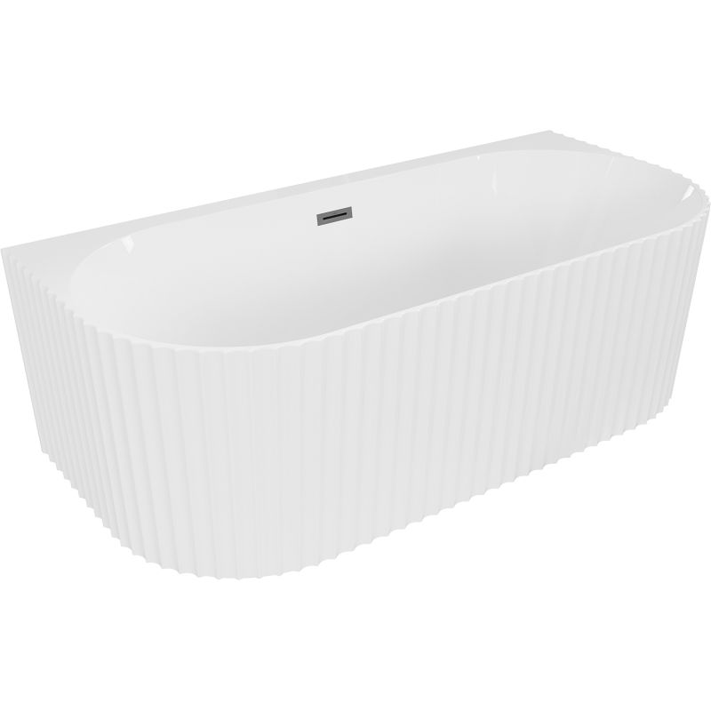 Mexen Sella laisvai stovinti sieninė rifliuota vonia 170 x 80 cm, balta blizgi, gun metal perpylimas - 52711708000-95