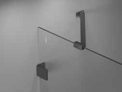 Mexen Lunar dvikrypčio tipo vonios pertvara dešinė 130 x 150 cm, skaidri, gun grey šlifuota - 897-130-100-66-00-P
