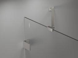 Mexen Lunar dušo pertvara, dviejų dalių dešinė 140 x 150 cm, skaidri, šepečiuotos tekstūros nikelis - 897-140-100-97-00-P