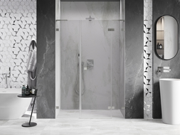 Mexen Lunar L dešinės pusės dušo durys, atveriamos 125 cm, skaidrios, šlifuotas nikelis - 834SL-125-050-97-00-P