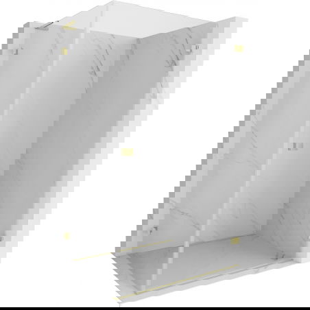 Mexen Lunar-B L dušo kabina su atveriamomis durimis, dešinė, 90 x 70 cm, skaidri, auksinė šepečiuota - 832L-090-070-55-00-P