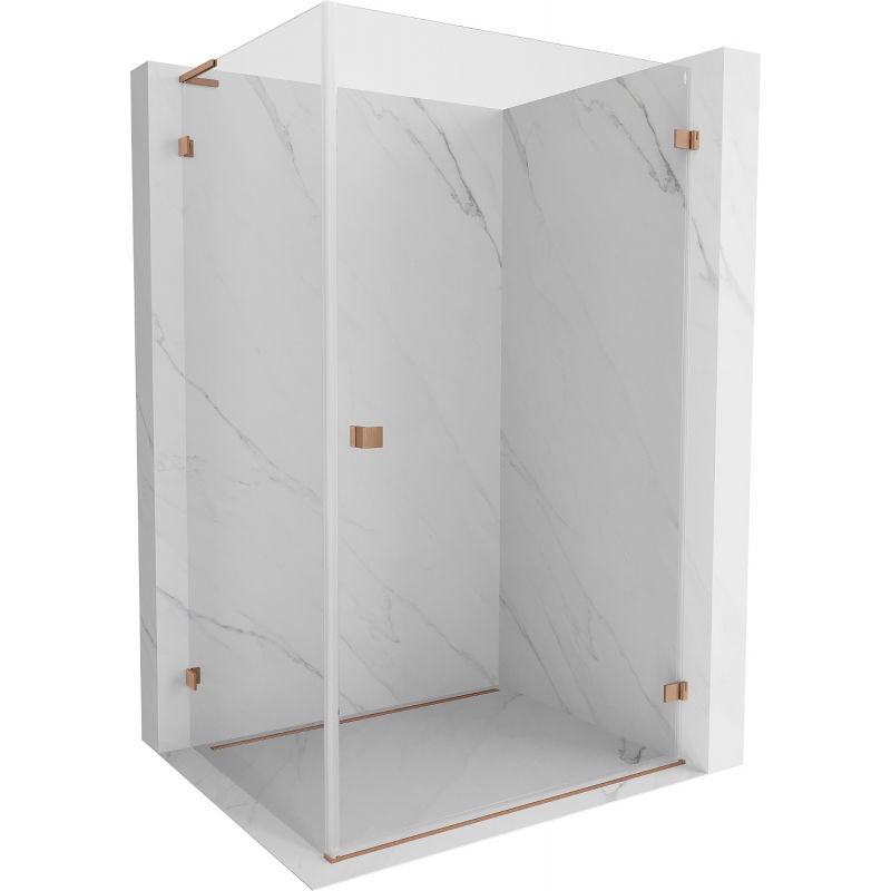 Mexen Lunar-B L dešinės pusės atveriama dušo kabina 100 x 90 cm, skaidri, šlifuotas varis - 832L-100-090-65-00-P
