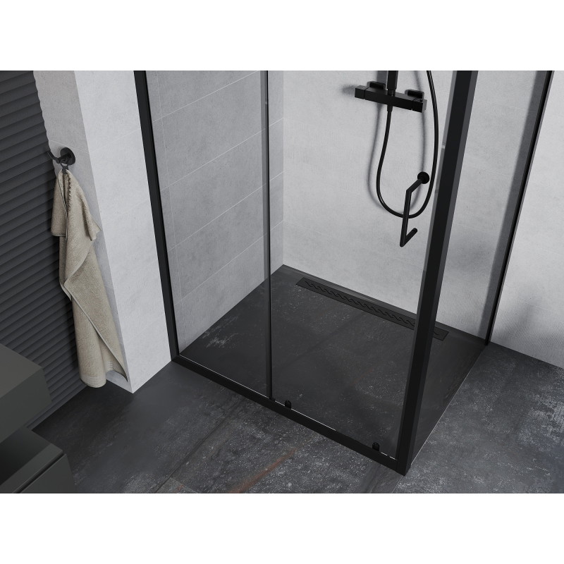 Mexen Apia stumdomoji dušo kabina 135 x 80 cm, skaidri, juoda - 840-135-080-70-00