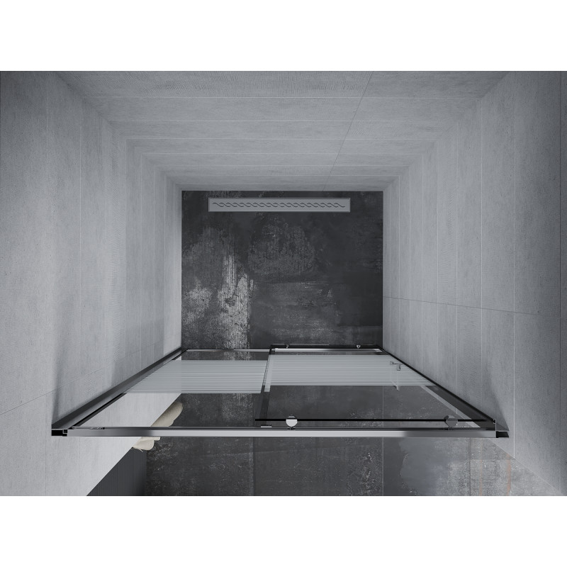 Mexen Apia stiklinės slankiojančios durys dušui 135 cm, juostos, chromas - 845-135-000-01-20