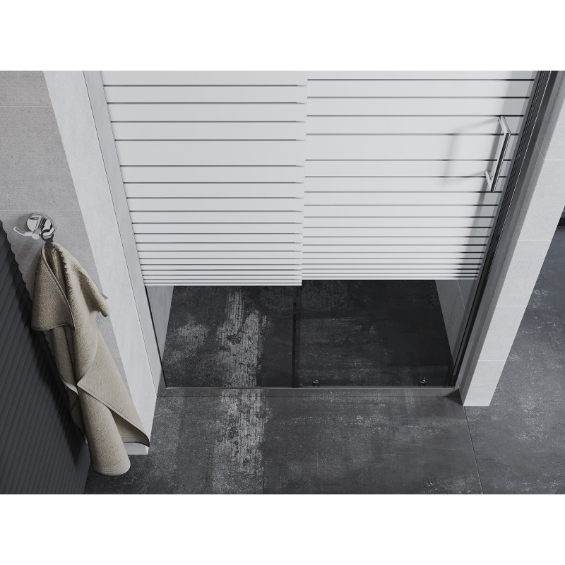 Mexen Apia stumdomos dušo durys 135 cm, juostos, chromas - 845-135-000-01-20