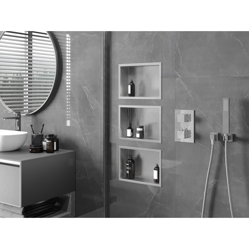 Mexen X-Wall-R įgilinta lentyna su apykakle 30 x 20 cm, inox - 1910302010