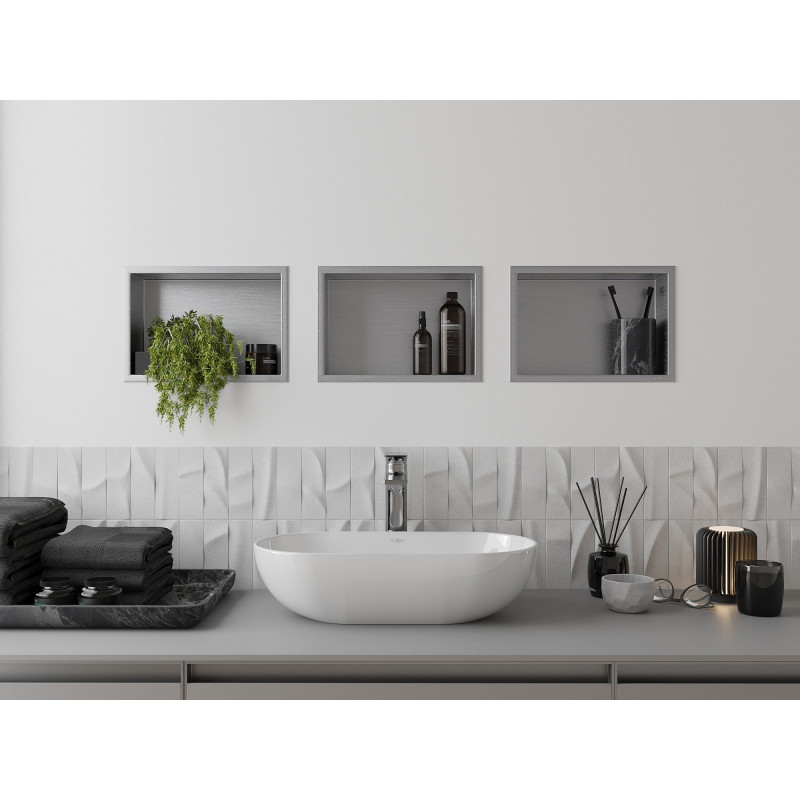Mexen X-Wall-R įgilinta lentyna su apykakle 30 x 20 cm, inox - 1910302010