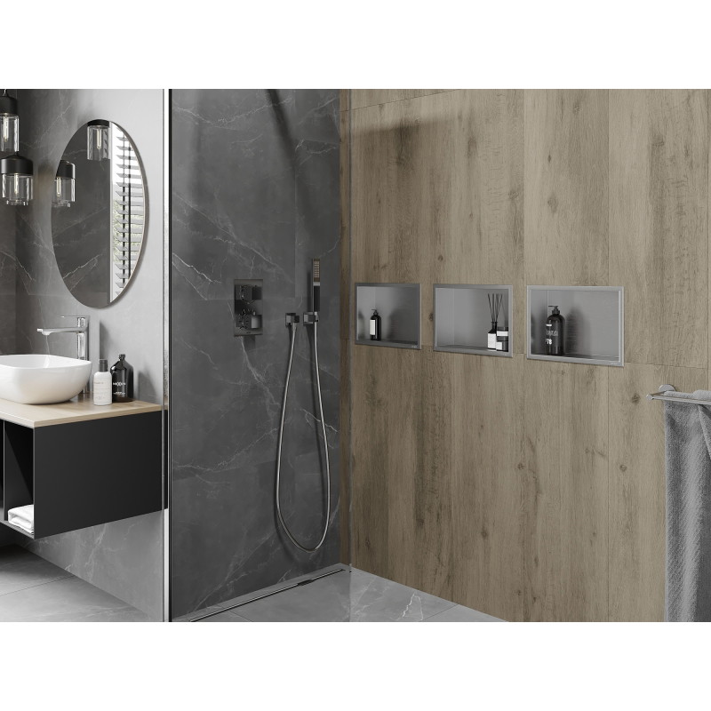 Mexen X-Wall-R įgilinta lentyna su apykakle 30 x 20 cm, inox - 1910302010
