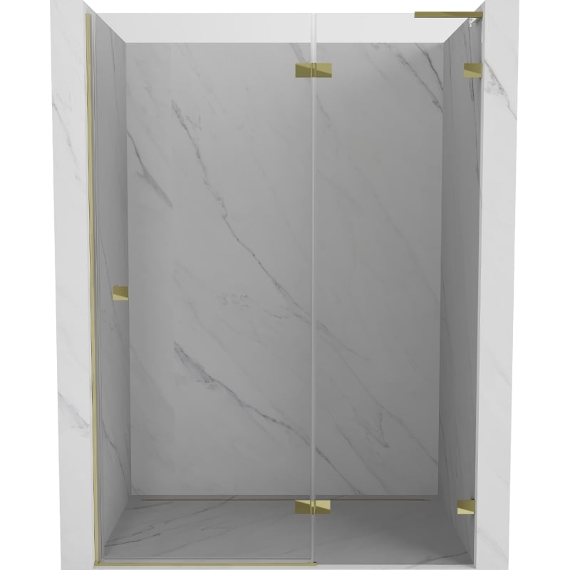 Mexen Lunar L dešinės pusės dušo durys, 130 cm, skaidrios, auksinės - 834L-130-000-50-00-P