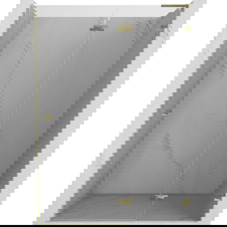 Mexen Lunar L dešinės pusės atveriamos dušo durys 130 cm, permatomos, auksinės - 834L-130-000-50-00-P