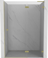 Mexen Lunar L dešinės pusės dušo durys, varstomos, 140 cm, skaidrios, auksinės matinės - 834L-140-000-55-00-P
