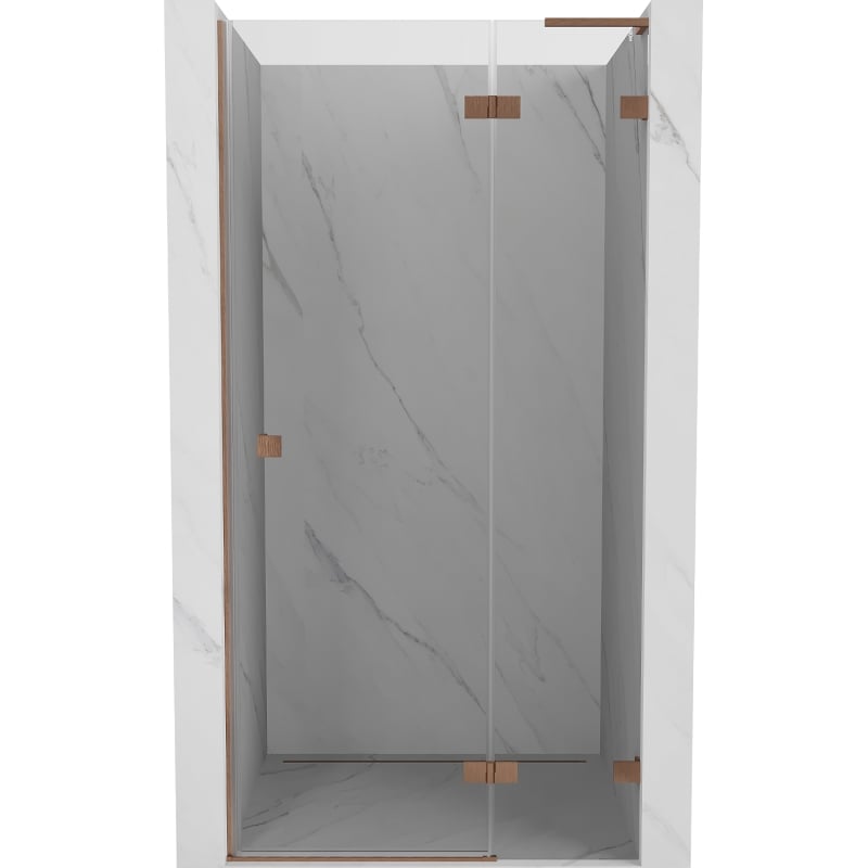 Mexen Lunar L dešinės pusės atveriamos dušo durys 80 cm, skaidrios, šlifuotas varis - 834L-080-000-65-00-P