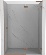 Mexen Lunar L dešinės pusės dušo durys, varstomos, 130 cm, skaidrios, šlifuotas varis - 834L-130-000-65-00-P