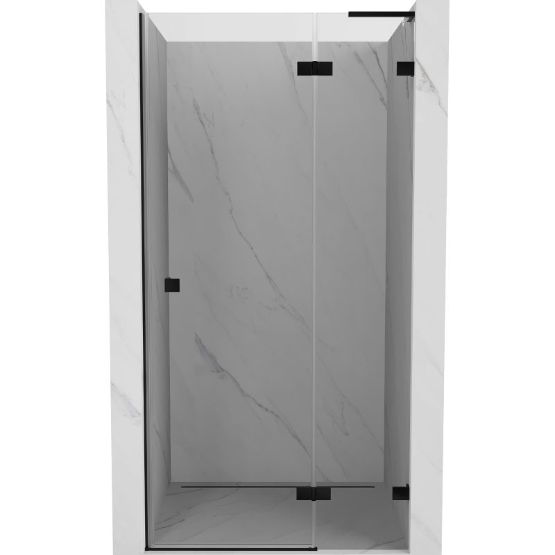 Mexen Lunar L dešinės pusės dušo durys, 120 cm, permatomos, juodos - 834L-120-000-70-00-P