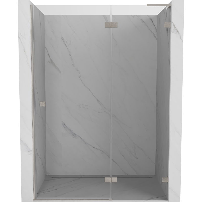 Mexen Lunar L dešinės pusės atveriamos dušo durys 135 cm, skaidrios, šlifuotas nikelis - 834L-135-000-97-00-P