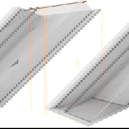 Mexen Mist T atvirojo tipo dušo kabina 75 x 95 cm, permatomas, šlifuotas varis - 8A4T-075-095-65-00