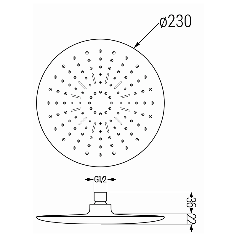 Mexen D-67 dušo galvutė 22 cm, balta/chromuota - 79767-00