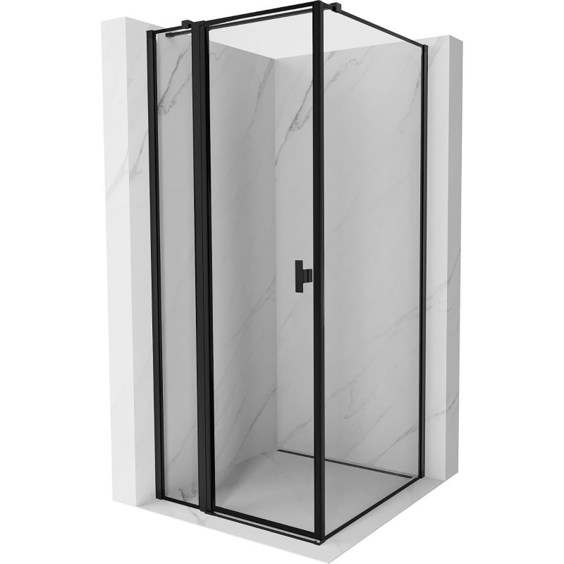 Mexen Mist T dušo kabina atveriama kairė 80 x 80 cm, juodas rėmas, juoda - 8A4T-080-080-70-70-L