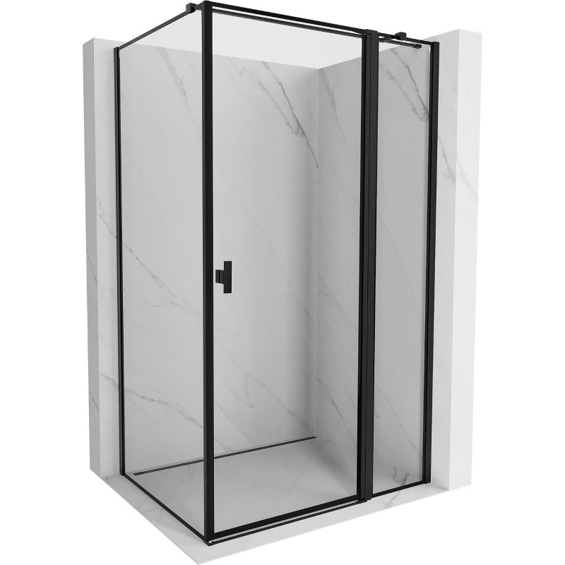 Mexen Mist T dešinysis įleidžiamas dušo kabina 75 x 85 cm, juodas rėmas, juoda - 8A4T-075-085-70-70-P
