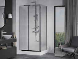 Mexen Apia stiklinė dušo kabina 120 x 90 cm, skaidri, chromuota + Rio padėklas - 840-120-090-01-00-4510