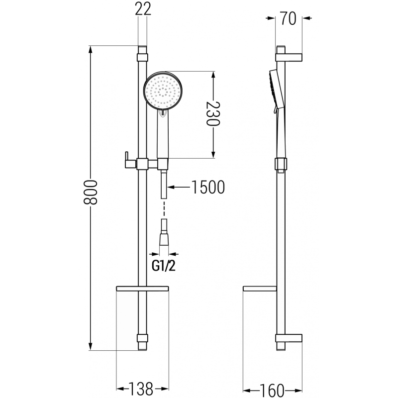 Mexen DQ75 stumdomas dušo komplektas, juodas - 785754581-70