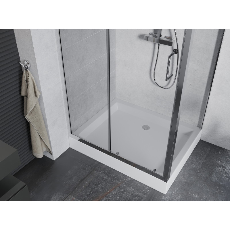 Mexen Apia stiklinė dušo kabina 120 x 90 cm, permatoma, chromuota + Rio padėklas - 840-120-090-01-00-4510
