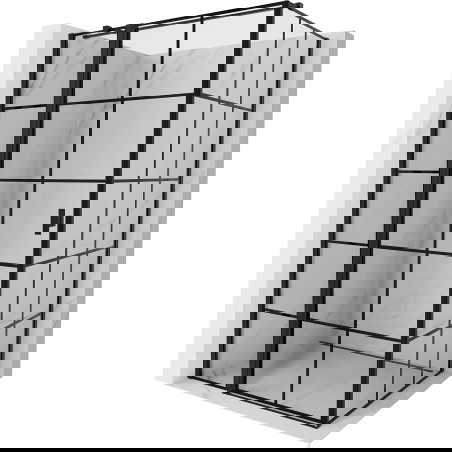 Mexen Mist T kairinė prausimosi kabina 85 x 95 cm, juodas tinklelis, juoda - 8A4T-085-095-70-77-L