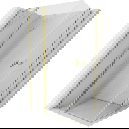 Mexen Mist Dviguba dušo kabina su atveriamomis durimis 95 x 80 cm, skaidri, auksinė - 8A4-095-080-50-00