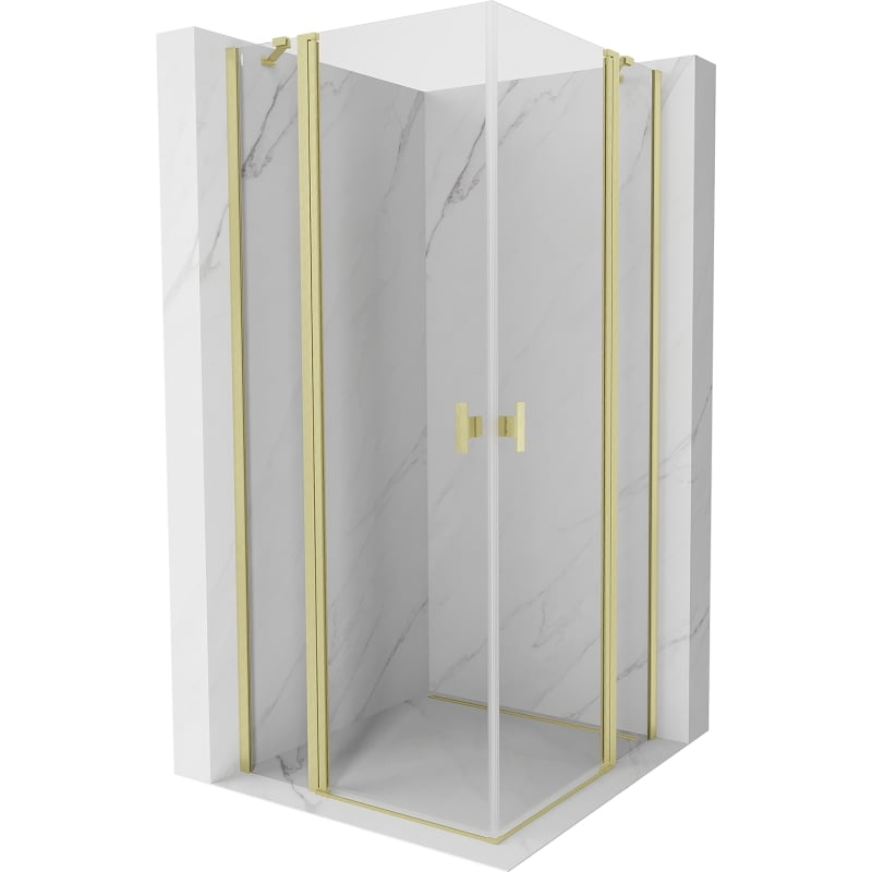 Mexen Mist Duo atveriama dušo kabina 85 x 85 cm, skaidrus, šlifuotas auksas - 8A4-085-085-55-00