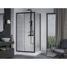 Mexen Apia stacionari dušo kabina 120 x 80 cm, skaidrus, juoda + padėklas Rio - 840-120-080-70-00-4510