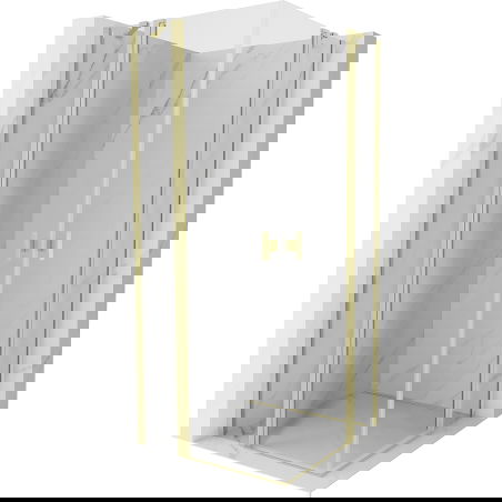 Mexen Mist Duo dušo kabina atveriama 100 x 100 cm, skaidri, matinio aukso - 8A4-100-100-55-00