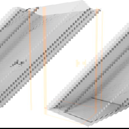Mexen Mist Duo sulankstoma dušo kabina 80 x 75 cm, skaidri, šlifuoto vario spalva - 8A4-080-075-65-00